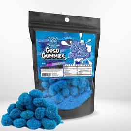 Goso Gummies Sweet Blue Razz Gusher Bombs – 6oz Bag of Deliciously Juicy, Non-Sour Candy with Flavor-Filled Centers – Fun, Fruity Treat for All Ages
