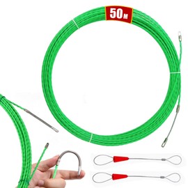 Fish Tape Cable Puller, 164FT(50M) 4.5MM Fish Wire Through Wall Wire Threader with 2 Guide Springs Cable Pullers for Electrical Cables Draw Tape