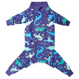 PriPre Dogs Surgery Recovery Suit Dinosaur Printed Long Sleeve Shirts Soft Pajamas Onesie Jumpsuit Prevent Licking Dogs Shedding Suit for Large Dogs(Dinosaur,XL)