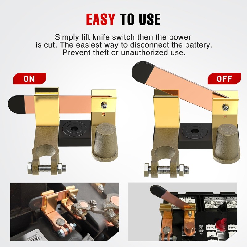 Nilight Top Post Knife Blade Master Switch 12V 24V 250A