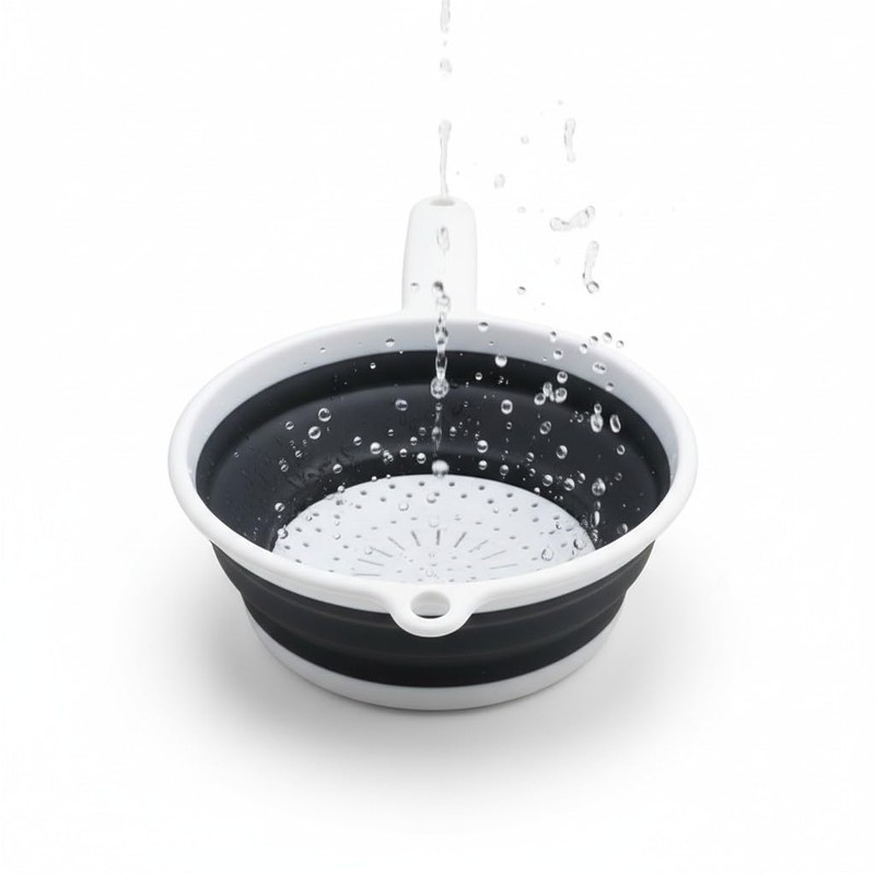 Handy Housewares 8" Round Space Saving Collapsible Silicone Kitchen Colander