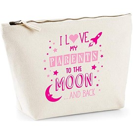 Hippowarehouse I Love My Parents to the Moon and Back (Pink) printed make up cosmetic wash bag 18x19x9cm