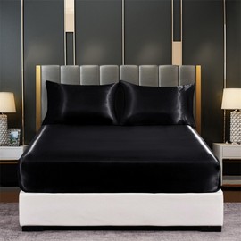 Tospass Satin Spannbettlaken 180x200 cm Boxspringbett Topper Schwarz Luxus Seide Glanzsatin Spannbetttuch Glatt Leintuch Weiche Microfaser Bettlaken für Matratze bis 15-30 cm Hohe