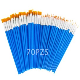 70 Pinceles para Pintura Acrilica, Juego de Cepillos de Pintura Acrílica, Adecuado para Pintura de Acuarela, Artistas, Niños, Aula, Cabeza Plana y con Punta (Azul)