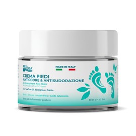 REPOSA - Crema Deodorante Piedi per Sudore e Cattivo Odore, Crema Piedi Antiodore e Antiperidrosi con Aloe Vera Gel, Tea Tree Oil e Acido Ialuronico - Astringente, Rinfrescante e Idratante, 50 ml