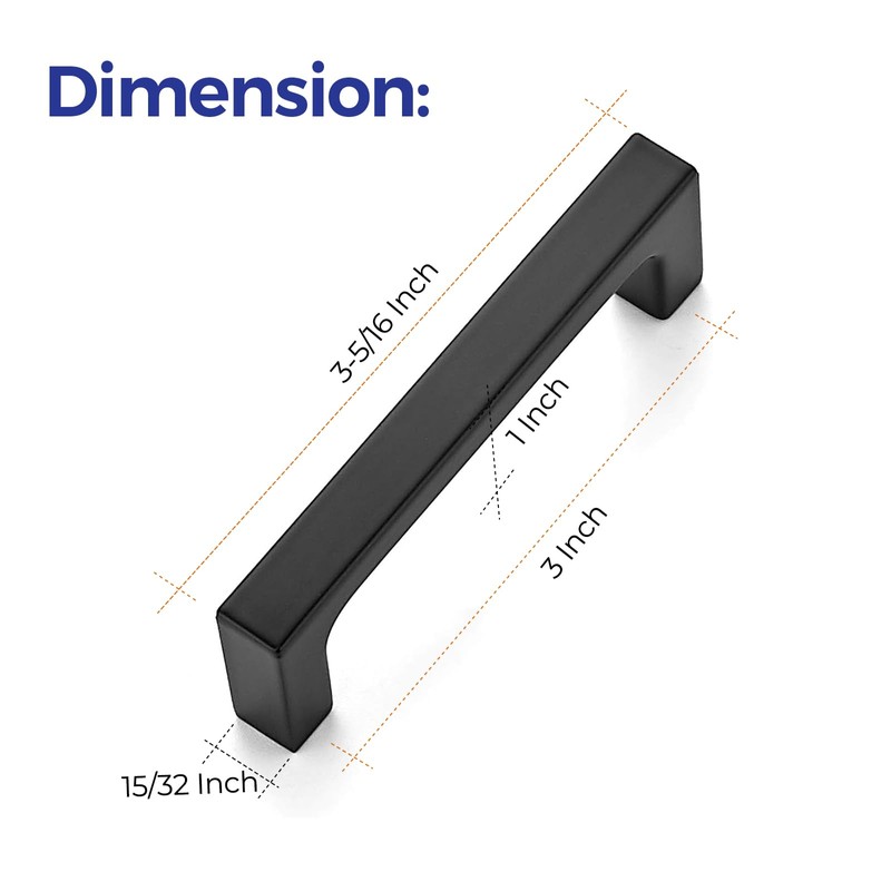 Ravinte 50 Pack Solid 3 Inch Kitchen Square Cabinet Handles