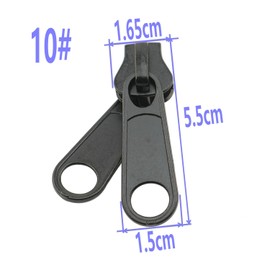 Leekayer 10PCS #10 Black Reversible Pulls for Resin Plastic Zippers Large Double Sided Zipper Pulls Sliders for Tent Gazebo Quilt Jacket Bulk(Black) Metal Slider for Zipper Repair