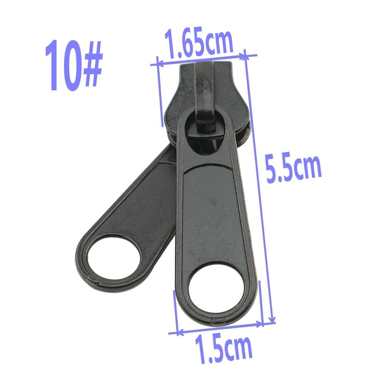 Leekayer 10PCS #10 Black Reversible Pulls for Resin Plastic Zippers