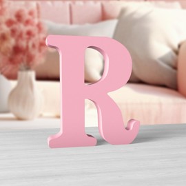 Aruatu 6 Inch Pink Wood Letters - Unfinished Wood Letters for Wall Decor & Craft Projects