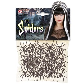 WIDMANN Idena 5382 50 Mini Spiders, Black Plastic, 15.8 x 13.4 x 3 cm