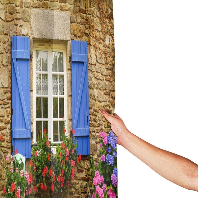 Nyngei 3D Digital Printing Home Garden Shower Curtain Stone Wall