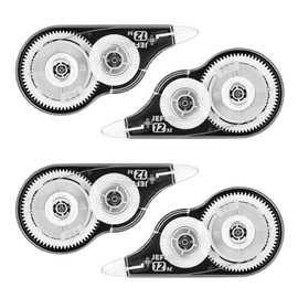 JEFURE 4 Pcs Correction Tape, 39.37 Ft White Wrong Out Tear-Resistant Bulk, Instant Corrections Easy to Use Applicator for School, Office, Note Taking, Journal (Tape Width 0.2 in，Clear)