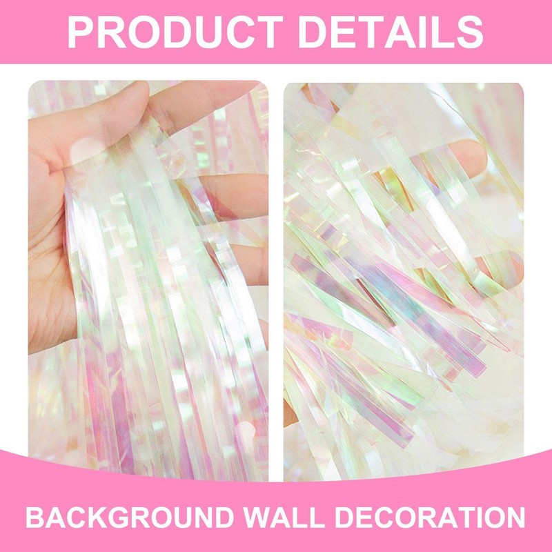 CWPFVQA Pack of 2 Rainbow Foil Tassels, Colourful Tinsel Tassels,