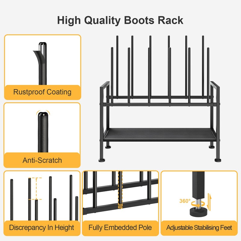 DIMJ Free Standing Shoe Racks - 3-Tier Boot Rack, Black