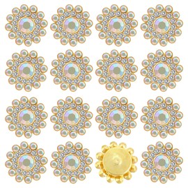Tipart 100 Pcs 14mm Sew on Rhinestones,Crystal Glass Metal Base Flower Claw Flatback Rhinestones for Clothes Hats Bags Sewing Accessories