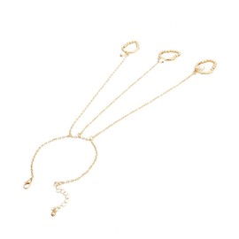 Arras Creations Fashion Trendy Three Finger Bracelet with Ring Hand Chain For Women / AZFJSBB160 (Gold)