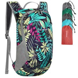 ZOMAKE - Mochila plegable ultraligera de 18 litros, mochila plegable pequeña resistente al agua, mochila plegable para viajes, Hojas de colores mixtos, Pequeño, Mochilas Daypack