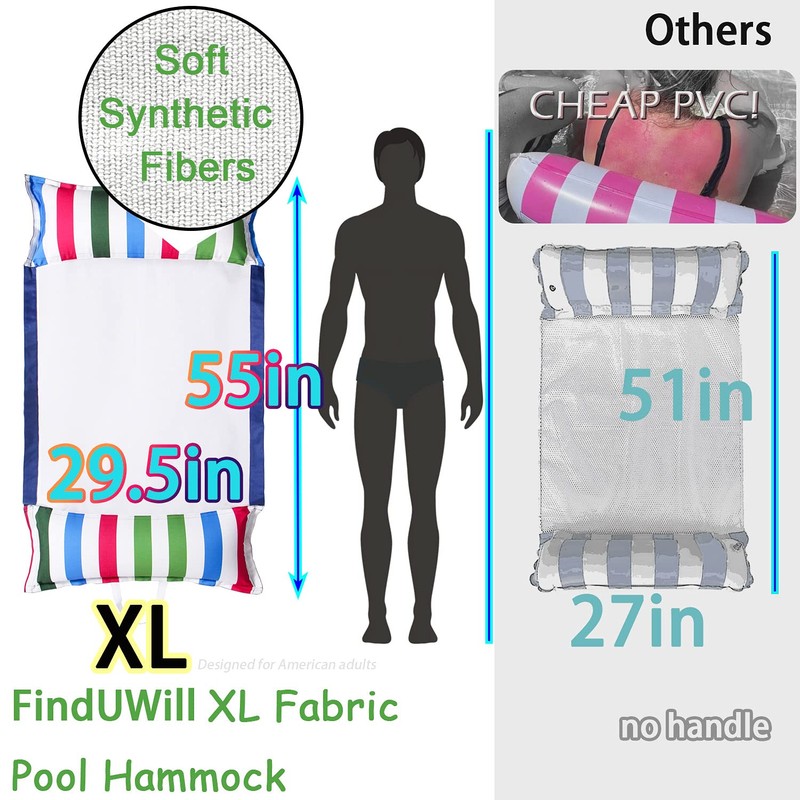 FindUWill Fabric Pool Hammock Floats, XL, 2Pack Inflatable Multi-Purpose Water