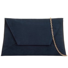 Navy Blue Envelope Clutch Bag, Faux Suede Evening Bag, Ladies Purple Possum Shoulder Bag, Prom Wedding Handbag