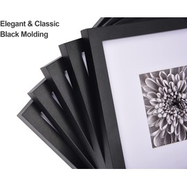Yaetm 8x8 Picture Frames Black Set of 9, Square Photo Frame Displays 4x4 with Mat or 8x8 without Mat, Gallery Wall Frame Set, Multi Collage Frames for Wall Hanging