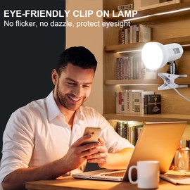 RONG&LAN LED Metal Clip On Light Clip on Lamp for Desk, 360° Adjustable Clamp Reading Light for Bed, Eye-Friendly Book Night Light for Desk Bed Table Dorm Room Bedroom Office Reading SUN-86 Black