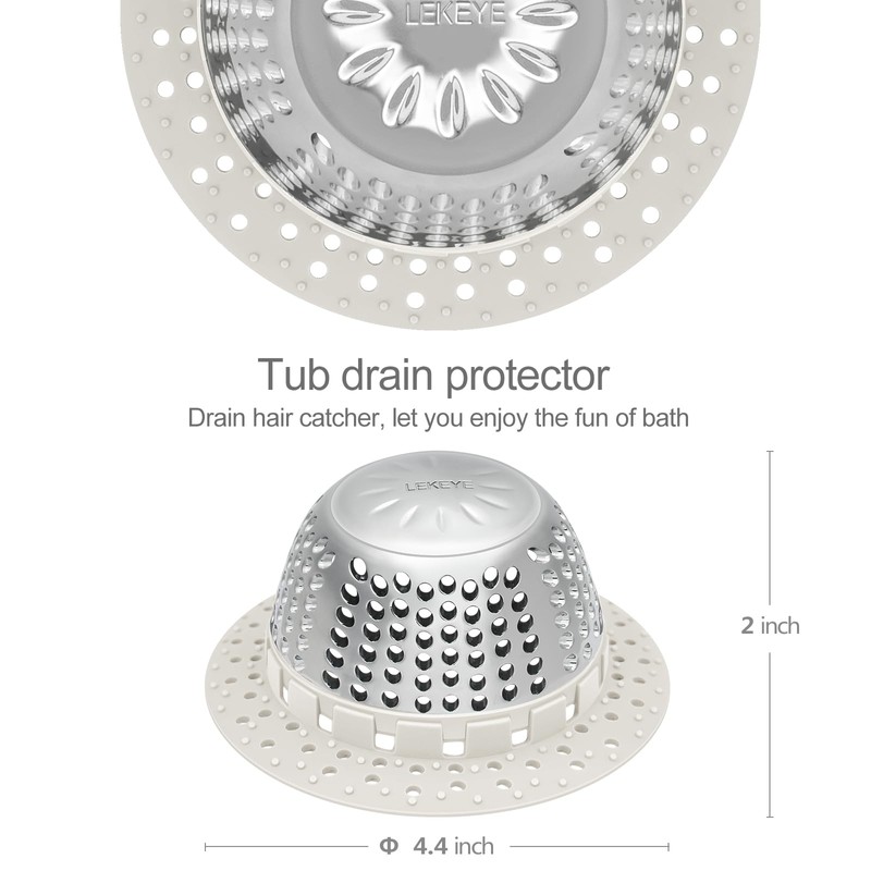LEKEYE Shower Drain Hair Catcher/Shower Drain Cover/Drain Protector for Pop-Up