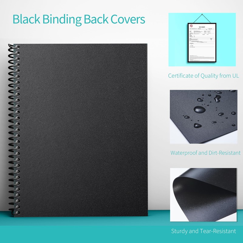 Binditek 200 Pack Binding Covers and Backs Set, 8.5 x