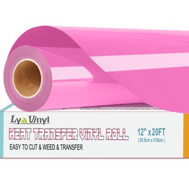 Heat Transfer Vinyl - Lya Vinyl 12" x 20ft Pink Iron on Vinyl Roll for Cricut, Silhouette Cameo, Premium HTV for DIY Clothes, Bags, Shoes and Other Textiles