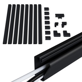 ECHOGEAR Cord Cover Raceway Kit - Peel & Stick Channel with 10' of Cable Hiders - Includes Connector Pack to Customize Your Cable Management - Black