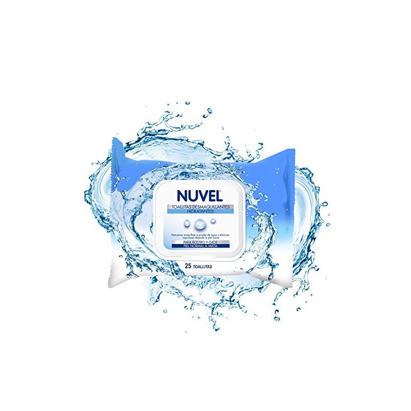 Nuvel Toallitas Desmaquillantes Hidratantes para Rostro y Ojos, 25 Piezas