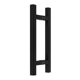 Rackickyer Back to Back Ladder Shape Frameless Glass Shower Door Pulls, Fits 6-12mm(1/4"-1/2") Glass Doors, 8 Inch Mounting Hole Distance, Matte Black Stainless Steel Door Handles for Bathroom