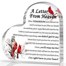 Sympathy Gifts, Red Cardinal Gifts - A Letter from Heaven - Crystal Acrylic Paperweight Remembrance Decorations