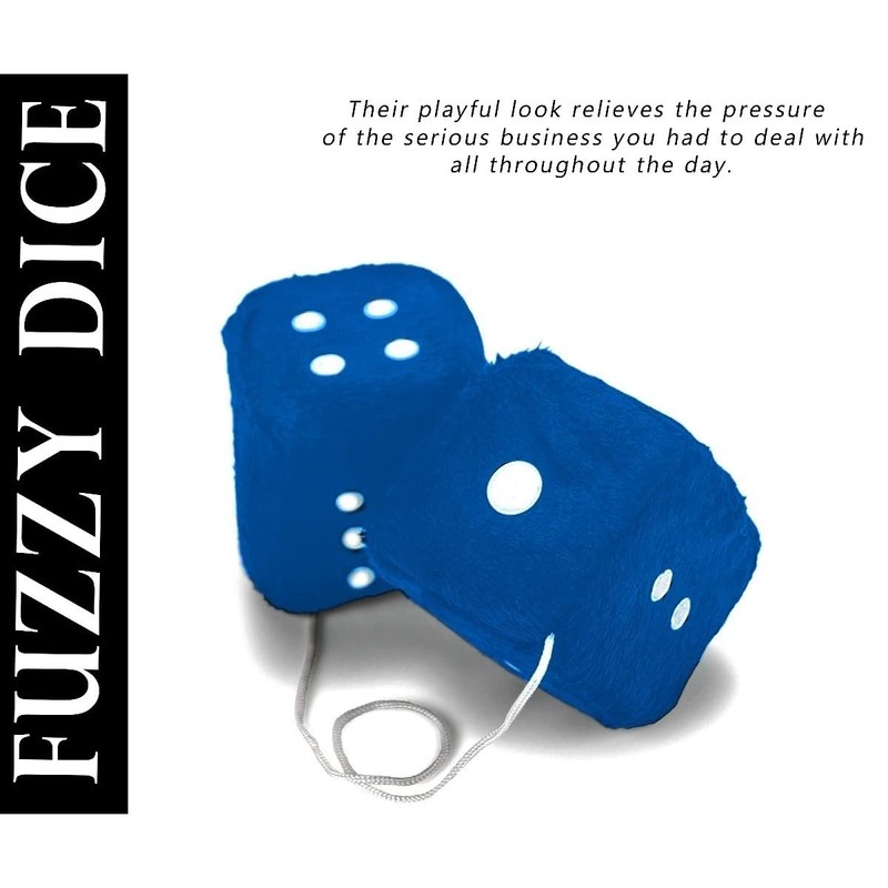 Zone Tech Blue 3" Square Hanging Dice-Soft Fuzzy Decorative Vehicle