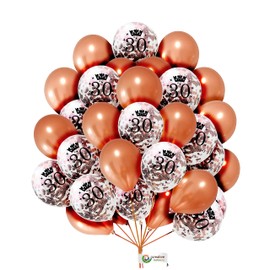 Rose-Gold Birthday Balloons 12 inch Printed Balloons 30 th Birthday Balloons Rose Gold Confetti Balloons 30th Birthday Decoration for Women 16 Pack