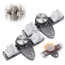 FANSUIT Broom Holder Mop Hanger, No Drill Suction Cup Mop and Broom Organizer with Hooks, Self Adhesive Mop and Broom Holder Wall Mount for Bathroom, Kitchen, Garage, Laundry Room (Grey*2)