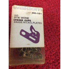 KC-101  #16 SPRING CLIPS BRASS NICKEL PLATED 20 PCS WALDOM/GC NOS