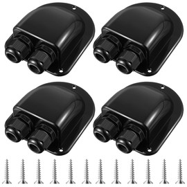 Enhon 4 Pack Waterproof ABS Solar Cable Entry Gland Black, Weather Resistant Dual Cable Entry Housing for All Types 3mm² to 10mm² RV, Caravan, Marine, Boat, Cabin (Black)