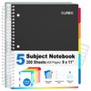 SUNEE 5 Subject Notebook College Ruled - 400 Pages, 9"x11",