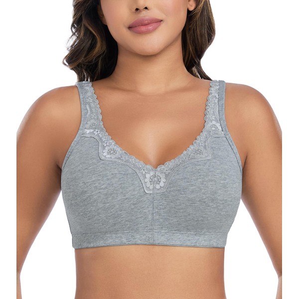 DotVol Women's Lace Cotton Comfort Plus Size Full Cup Minimizer