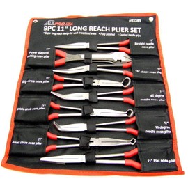 9 pc 11" Long Nose Plier Set Long Reach Circle Bent Needle Nose Diagonal Cutter