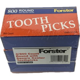 FORSTER 3/800 Forster Round with Square Center Wooden Toothpicks USA Birch Wood