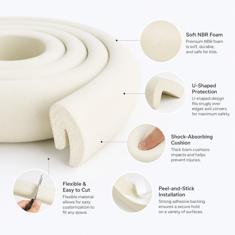 2M Furniture Edge Protector Strip – Soft NBR Corner Guard