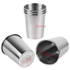 Teqooza 5 Pack 8 Ounce 230ml Stainless Steel Cups Shatterproof Pint Drinking Cups Metal Drinking Glasses for Kids and Adults, Pack of 5