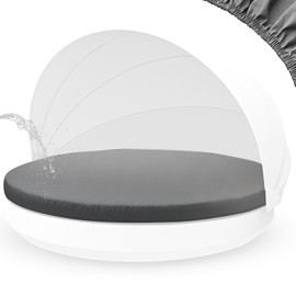 NSFBZA Outdoor Round Daybed Cushion Cover with Elastic Cord,Patio Day Bed Cushions Replacement Slipcover Waterproof,Circle Sun Island Sunbed Mattress Covers ONLY Cover (Dark Gray, 66")