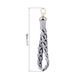PATIKIL Boho Macrame Keychain, Handmade Wristlet Bracelet Keychain Keyring Holder Key Wrist Lanyard for Women Girls, Grey White