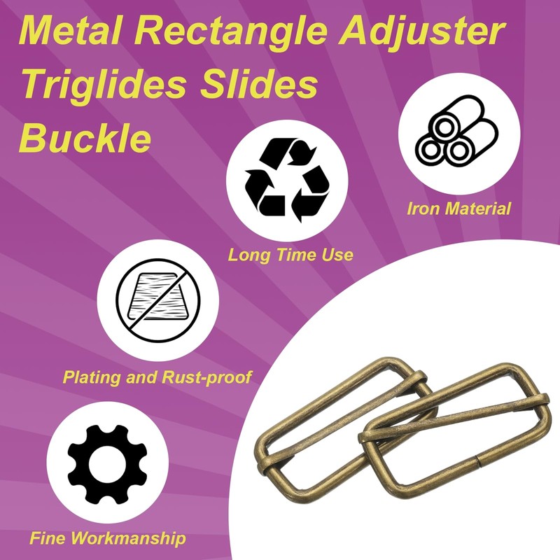 sourcing map 25 Pack Metal Slide Adjustable Buckle 1/2" Rectangle