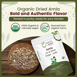 Organic Way Dried Amla/Indian Gooseberry Cut & Sifted (Phyllanthus emblica) - Organic & Kosher Certified | Raw, Vegan, Non GMO & Gluten Free | USDA Certified | Origin - India (1LBS / 16Oz)