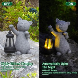 RICHIE - Estatuas de regalo para mujer para decoración de jardín, estatuas solares para gatos exteriores decoración exterior para patio, decoración de césped, porche, patio, balcón, azada, casa,
