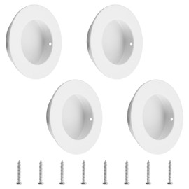 MOROBOR 4pcs White Round Recessed Handle, 65mm Large Stainless Steel Sliding Door Handles Cabinet Handles Invisible Handles with Mounting Screws for Glass Door Cabinet Cupboard Drawer
