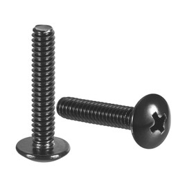 uxcell #10-24 x 1 Truss Head Phillips Machine Screws, Full Thread, Phillips Drive, 304 Stainless Steel 18-8, Black Oxide Finish, Quantity 100